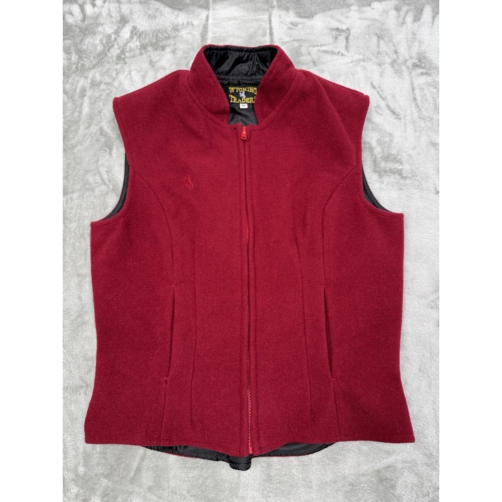 Wyoming Traders Vest Womens Medium Red 100% Wool Western Riding Equestrian Work